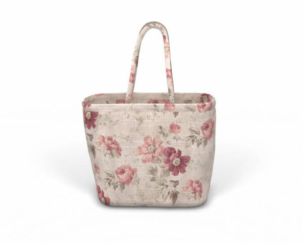 Designer shopping bag with floral prints 3d illustration